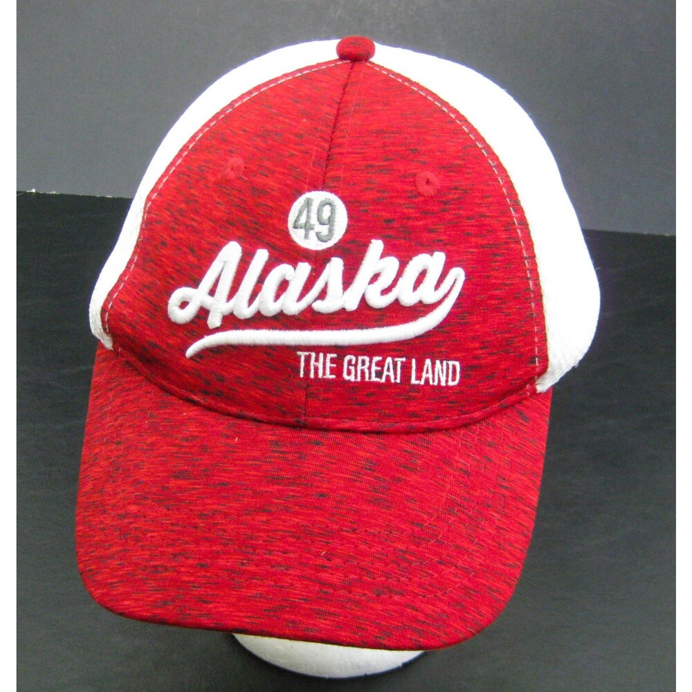 ALASKA Red White Baseball Cap Mesh Trucker Hat (Adult Adjustable Snapback)